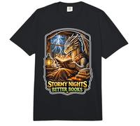 Stormy Night Cozy Dragon Reading Fantasía Criatura Comfort Colors Adult Heavyweight T-Shirt