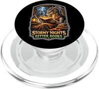 Stormy Night Cozy Dragon Reading Fantasía Criatura PopSockets PopGrip para MagSafe