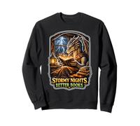 Stormy Night Cozy Dragon Reading Fantasía Criatura Sudadera