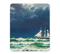 Stormy Waves - Alfombrilla de ratón con diseño vintage de velero, antideslizante, bordes cosidos, impermeable, versión vertical, con bonito patrón para juegos, trabajo, computadora, oficina, 25 x 30