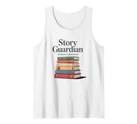 Story Guardian School Bibliotecario Libro Pila Camiseta sin Mangas