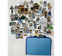 Story of Jesus Figures & Flannel Board Nacimiento Crucifixión Milagros Parábolas 63 piezas Natividad Pascua