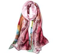 STORY OF SHANGHAI Bufanda de seda para mujer 100% seda, 40+ Bufanda de mujer lujosa y colorida, cálida y suave, ligera, se puede llevar como estola, regalo o decoración de moda - 53 * 172 cm
