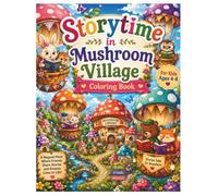 STORY TIME IN MUSHROOM VILLAGE COLORING BOOK: Cute Mushroom Houses, Friendly Forest Animals, and Magical Storybook Scenes