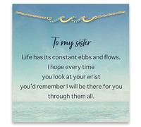 STORYJEWELLERY Regalos para hermanas, pulsera para hermanas, regalo de cumpleaños, día de San Valentín, pulsera ondulada, pulseras de cruz, joyería cristiana, Length 6" with a 2" extension, Circonita