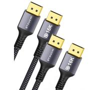 Stouchi 2 paquetes de cable DisplayPort 2.1 DP2.1 [16K@60Hz,10K@60Hz,8K@120Hz,4K@240Hz/165Hz/144Hz] Soporta 80Gbps HDR HDCP 2.2 DSC1.2a FreeSync G-Sync Display Port 2.1 Cable 2.1 Cable para Monitor 3M