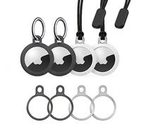 Stouchi Pack de 4 llaveros Airtag con funda de TPU, carcasa de acero inoxidable Air Tag Funda protectora Secure Holder resistente a los arañazos, diseño minimalista compatible con AirTags 2021 para