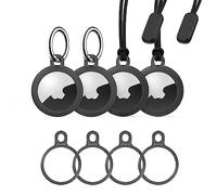 Stouchi Pack de 4 llaveros Airtag con Funda de TPU, Carcasa de Acero Inoxidable Air Tag Funda Protectora Secure Holder Resistente a los arañazos, diseño Minimalista Compatible con AirTags 2021 para