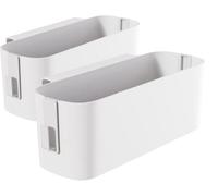 STOUCLA 2 organizadores de Cama para Colgar, cestas Colgantes con 2 Ganchos extraíbles, mesita de Noche Resistente, Dormitorio, para Familia, Oficina (Blanco)