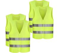STOUCLA Pack de 4 Chalecos de Alta Visibilidad de tamaño Universal, Coche, Chaleco de Seguridad 360°, Chaleco Reflectante, Lavable, para Ciclistas, Policías, Trabajadores, Conductores