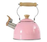 Stove Top Kettle - Hervidor de té silbante de acero inoxidable 304 con mango de madera, hervidor retro, estufa de gas, tetera de cocina para cocina (rosa, 1,5 L)