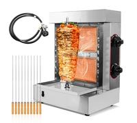 StoveIn Máquina de Parrilla Shawarma Profesional de 2 Quemadores, Asador para Kebabs, Giroscopios y Tacos Al Pastor, Incluye 10 Pinchos de Acero Inoxidable de