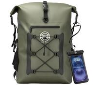 STOVER Mochila y funda para teléfono impermeables, bolsa estanca flotante, XL, resistente, cierre enrollable, unisex, para kayak, viaje, pesca, acampada, moto y playa, 5/10/25/30/40/55 L, verde