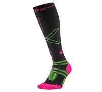 STOX Energy Socks, Calcetines de carrera para mujer, clase de compresión 23-32 mmHg, suela delgada, medias de compresión, calcetines de compresión, medias de contención, gris/fucsia, L