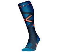 STOX Energy Socks Calcetines de esquí para hombre, calcetines de compresión de merino, Verde Azulado Rojo, XL