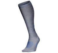 STOX Energy Socks - Calcetines de viaje para mujer - Calcetines de compresión premium - Calcetines de viaje - Anti DVT - Trombosis del viajero - Previene las piernas hinchadas y cansadas, gris/azul, L
