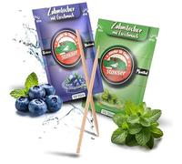 Stoxser 300 palillos de dientes con sabor, 2 unidades, arándanos y menta/mentol, revolución del sabor, palillos de dientes, sin goma de mascar, soporte para pasta de dientes, eliminador de sarro, hilo