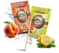 Stoxser 300 palillos de dientes con sabor, paquete de 2 unidades, melocotón y limón/limón, revolución del sabor, sin goma de mascar, apoyo a pasta de dientes, eliminador de sarro, hilo dental sin