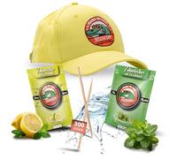 Stoxser Gorra en color amarillo con 300 palillos de dientes con sabor palillo de dientes, sin chicle, compatible con pasta de dientes, cepillo de dientes, eliminador de sarro, hilo dental, sin azúcar