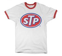 STP Licenciado Oficialmente Classic Logo Ringer Hombres Camiseta (Blanco-Rojo), Large