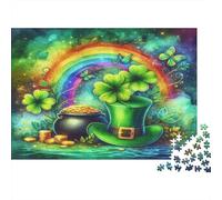 StPatricksDayArt Rompecabezas Arcoíris Colorido del Día de San Patricio 1000 Piezas Juego Clásico Educativo para el Desarrollo Cerebral de Adultos 38x26cm/1000 Piezas