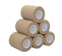 STpro Non Tessuto Coesive Elastica Benda Flessibile Bendaggio in Varia Colori 7,5cm x 6 Rotoli,Pelle (Beige)