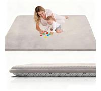 Stqyeiw Alfombra Bebe Acolchada 70 x 160 cm Crema Alfombra Bebe Gruesa Antideslizante, Tapete Bebes con Memory Foam Manta Tapete Actividades de Interior, Alfombras Juegos Bebes Tatami Tapete Infantil