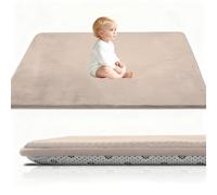 Stqyeiw Alfombra De Habitacion Bebe, Alfombra Infantil, 3 cm de Grosor Alfombra Antideslizante para Gatear para bebé 100 x 150 cm Marrón Claro Terciopelo Coral para Sala de Juegos, Guardería