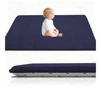 Stqyeiw Alfombra De Habitacion Bebe, Alfombra Infantil, 3 cm de Grosor Alfombra Antideslizante para Gatear para bebé 140 x 160 cm Azul Oscuro Terciopelo Coral para Sala de Juegos, Guardería