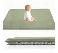 Stqyeiw Alfombra De Habitacion Bebe, Alfombra Infantil, 3 cm de Grosor Alfombra Antideslizante para Gatear para bebé 120 x 120 cm Verde Hierba Terciopelo Coral para Sala de Juegos, Guardería