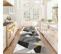 Stqyeiw Alfombra de Pasillo Larga 60 x 160 cm Alfombras Cocina Lavable Antideslizante Alfombra Corredor Estrecha para Entrada Lavandería Dormitorio Negro