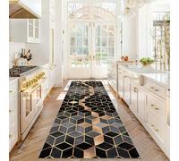 Stqyeiw Alfombra de Pasillo Larga 70 x 260 cm Alfombras Cocina Lavable Antideslizante Alfombra Corredor Estrecha para Entrada Lavandería Dormitorio Negro