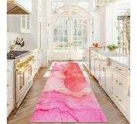 Stqyeiw Alfombra de Pasillo Larga 80 x 400 cm Alfombras Cocina Lavable Antideslizante Alfombra Corredor Estrecha para Entrada Lavandería Dormitorio Rosa