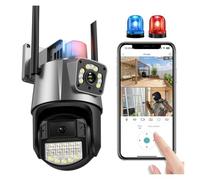 STRAFBRG Cámara IP 4K de 4 MP con Doble Lente y Pantalla Dual, visión Nocturna a Color, Seguimiento automático, PTZ, WiFi, Impermeable, CCTV, Seguridad,Tranquilidad Siempre(4MP Add 64G SD Card)