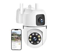 STRAFBRG Cámara IP de Doble Lente 4 MP con WiFi, inalámbrica, for Interiores, protección, conexión Bluetooth, PTZ, videovigilancia CCTV,Tranquilidad Siempre(4MP Add 32G SD)