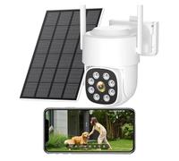 STRAFBRG Cámara PTZ inalámbrica HD de 4 MP for Exteriores, videovigilancia con energía Solar, batería integrada, WiFi Larga duración,Tranquilidad Siempre(2MP Add 128GB Card)
