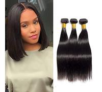 Straight Hair Bundles Brazilian Virgin 3 Paquetes sin Procesar Real Hair Extensiones de pelo 100% Pelo Humano Color Negro Natural (14 16 18 pulgadas/210g)
