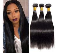Straight Hair Bundles Brazilian Virgin 3 Paquetes sin Procesar Real Hair Extensiones de pelo 100% Pelo Humano Color Negro Natural (24 24 24 pulgadas/210g)