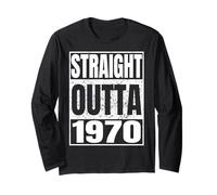 Straight Outta 1970 Classic Year Birth of Birthday Vintage Manga Larga
