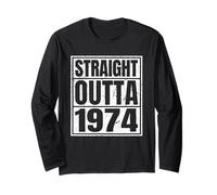 Straight Outta 1974 Classic Years Vintage Birth of Birthday Manga Larga
