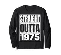 Straight Outta 1975 Classic Year Birth of Birthday Vintage Manga Larga