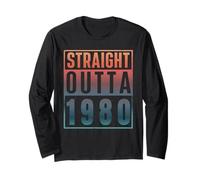 Straight Outta 1980 Birth of Birthday Classic 1980 Vintage Manga Larga