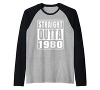 Straight Outta 1980 Classic 1980 Vintage Birth of Birthday Camiseta Manga Raglan