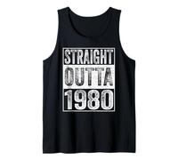 Straight Outta 1980 Men Women Year Birth of Birthday Vintage Camiseta sin Mangas