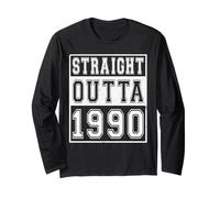 Straight Outta 1990 Classic Birth of Birthday Year Vintage Manga Larga