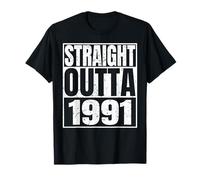 Straight Outta 1991 Vintage Year Classic Birth of Birthday Camiseta