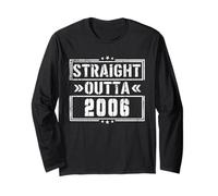 Straight Outta 2006 Birth of Birthday Born in 2006 Vintage Manga Larga