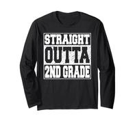 Straight Outta 2nd Grade Funny 2025 Second Grade Graduation Manga Larga