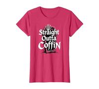 Straight Outta ataúd Espeluznante Halloween gótico Terror Camiseta, Mujer, Rojo Jaspeado, XXL
