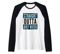 Straight Outta Bautismo cristiano de agua bendita para hombres y niños Camiseta Manga Raglan